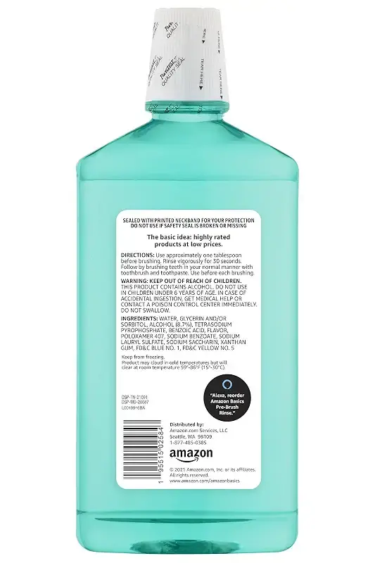 Amazon Basics Pre-Brush Dental Rinse, Green Mint, 24 Fluid Ounces, 1-Pack (Previously — 24 fl oz