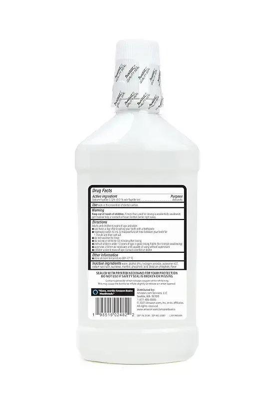 Amazon Basics Whitening Anticavity Mouthwash, 16 Fluid Ounces, 1-Pack (Previously Solimo) — 16 fl oz