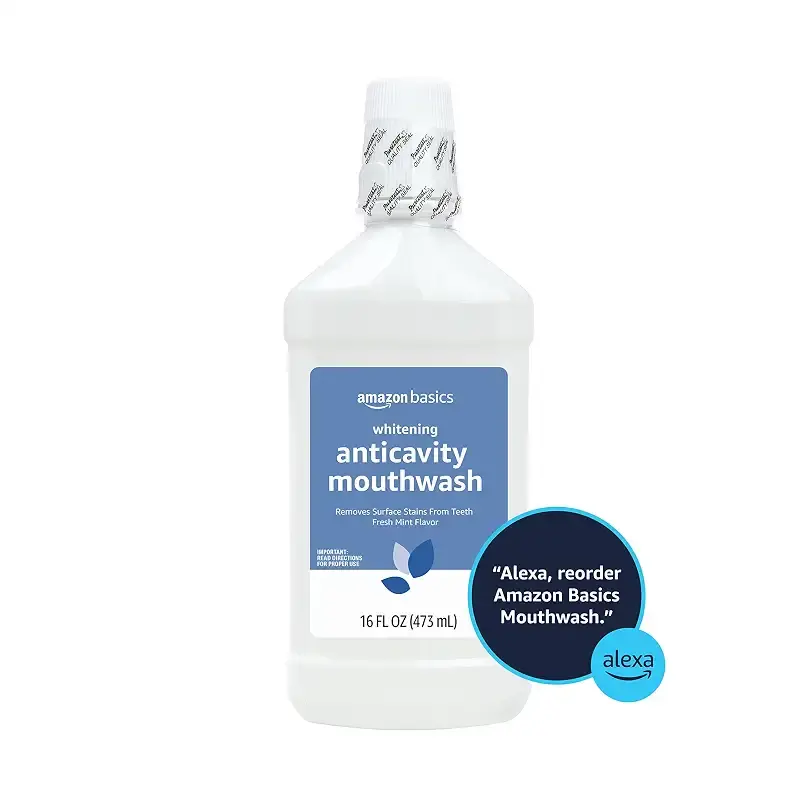Amazon Basics Whitening Anticavity Mouthwash, 16 Fluid Ounces, 1-Pack (Previously Solimo) — Oral Care
