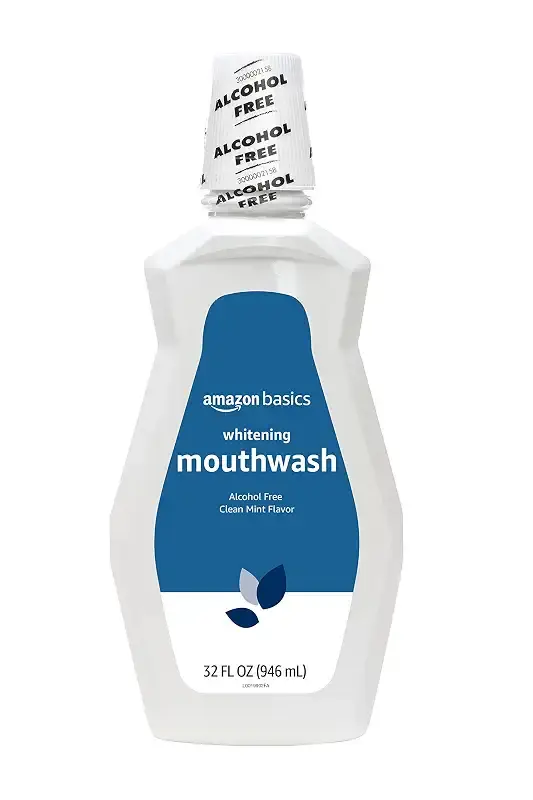 Amazon Basics Whitening Mouthwash, Alcohol Free, Clean Mint, 32 Fluid Ounces, 1-Pack (Previously Solimo) 32 Fl Oz (Pack of 1)
