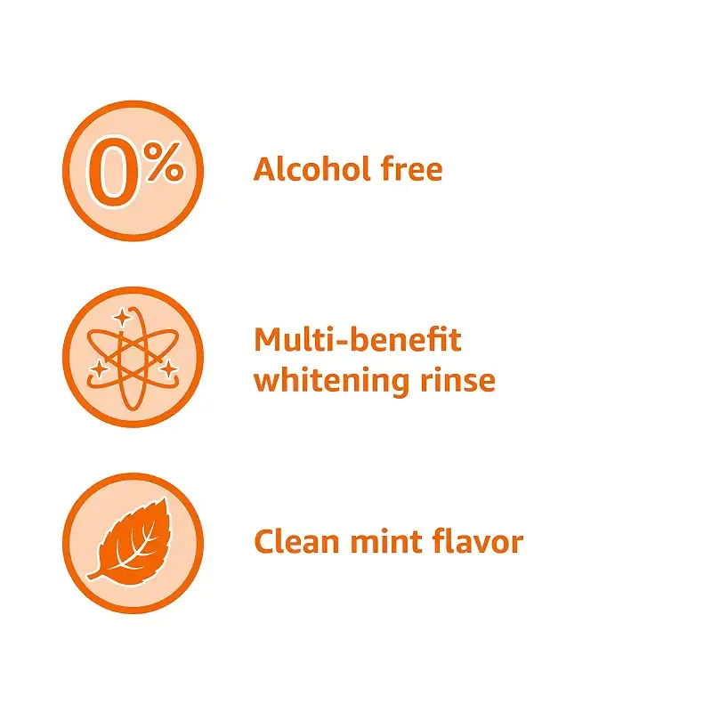 Amazon Basics Whitening Mouthwash, Alcohol Free, Clean Mint, 32 Fluid Ounces, 1-Pack — Oral Care