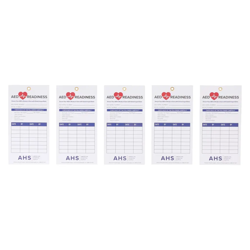 American Hospital Supply Aed Readiness Cards Etui with 5/25 cards each -AED inspection card for efficient checklist comfortable maintenance |health and safety