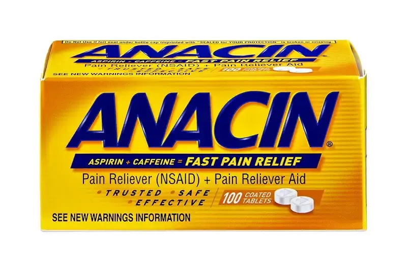 Anacin Fast Pain Relief, Aspirin + Caffeine Pain Reliever, 100 coated tablets