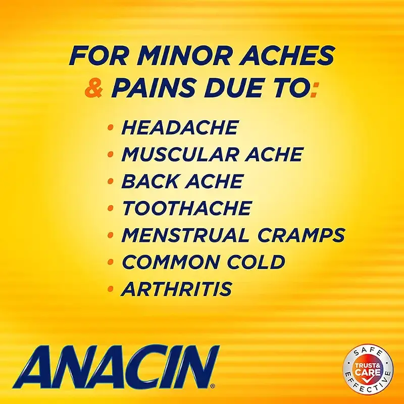 Anacin Fast Pain Relief, Aspirin + Caffeine Pain Reliever, 100 coated tablets — Oral Care