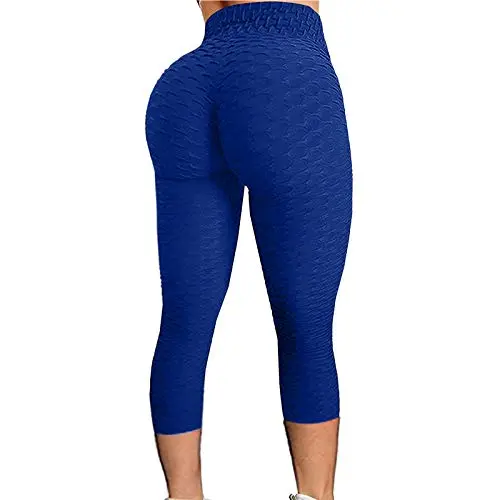 Aniywn Women's High Waist Yoga Pants Tummy Control Slimming Booty Leggings Workout Running Butt Lift Tights Large 2#blue