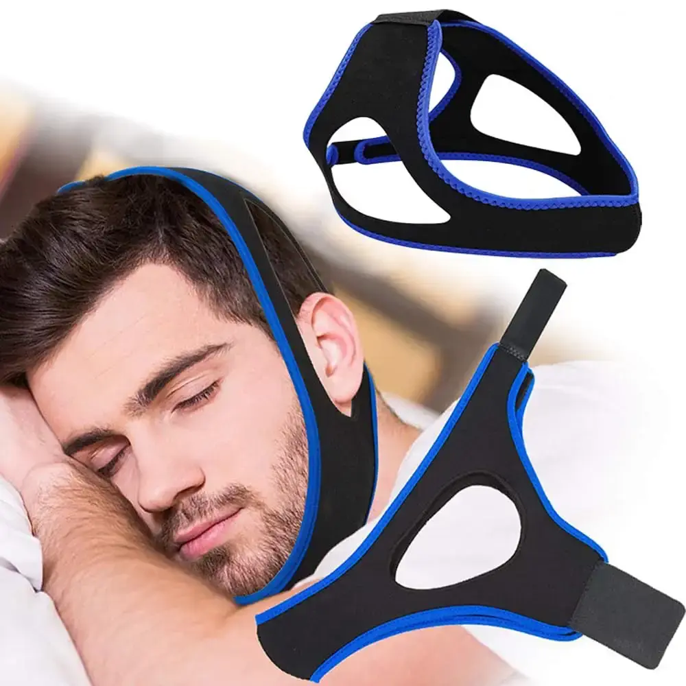 Anti Snoring Chin Strap Devices Solution Sleep Apnea Devices Stop Snoring Mouth Guard Keep Mouth Closed While SleepingFor Men Women Black/Blue