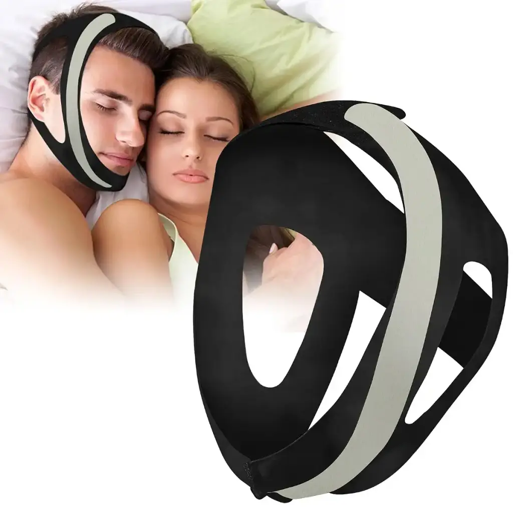 Anti Snoring Chin Strap for CPAP Users Adjustable and Breathable Chin Strap-Keep Mouth Closed for Effectively Reduce Snoring Don't Fade Skin-Friendly Comfortable Sleeping (White Average size)