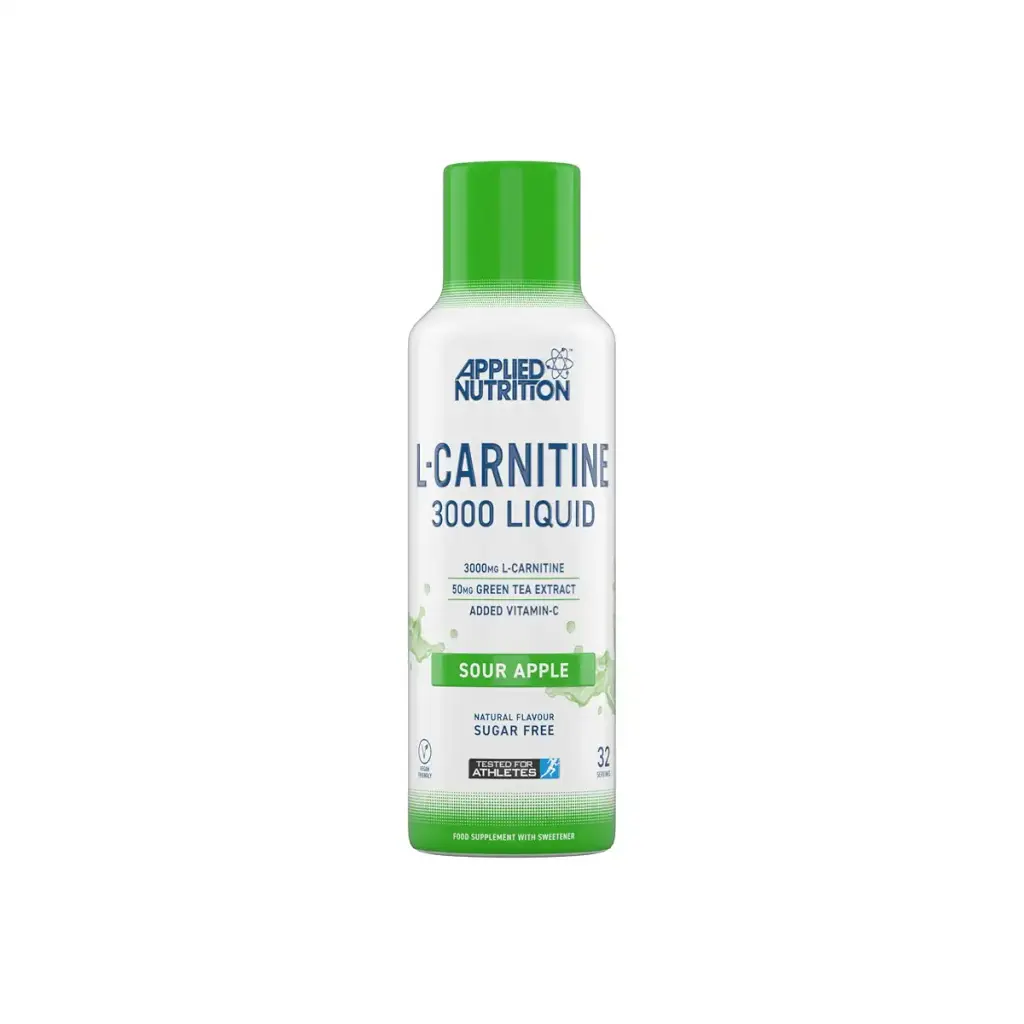 Applied Nutrition L Carnitine 3000 Liquid - L-Carnitine with Green Tea & Vitamin C Boosts Energy & Weight Management Vegan (480ml - 32 Servings) (Sour Apple)