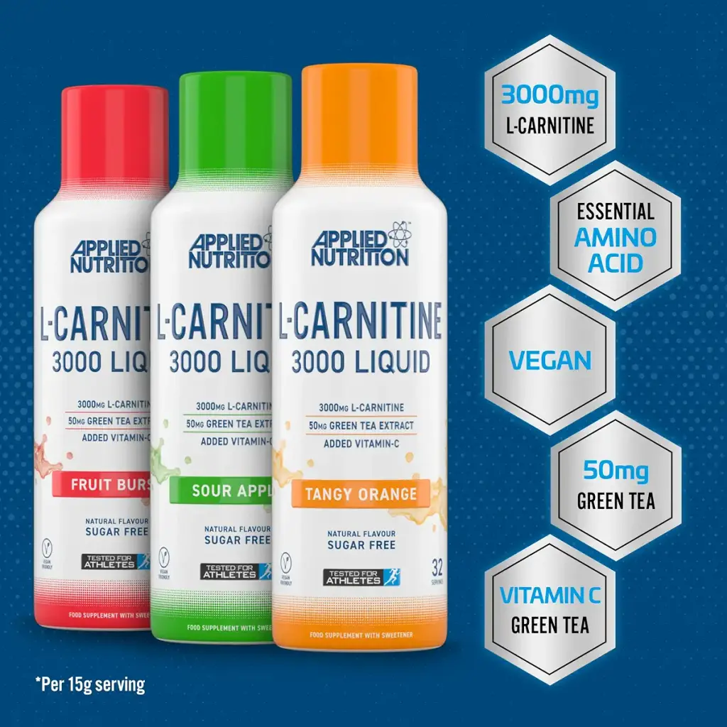 Applied Nutrition L Carnitine 3000 Liquid - L-Carnitine with Green Tea & Vitamin C Boosts — 480 ml
