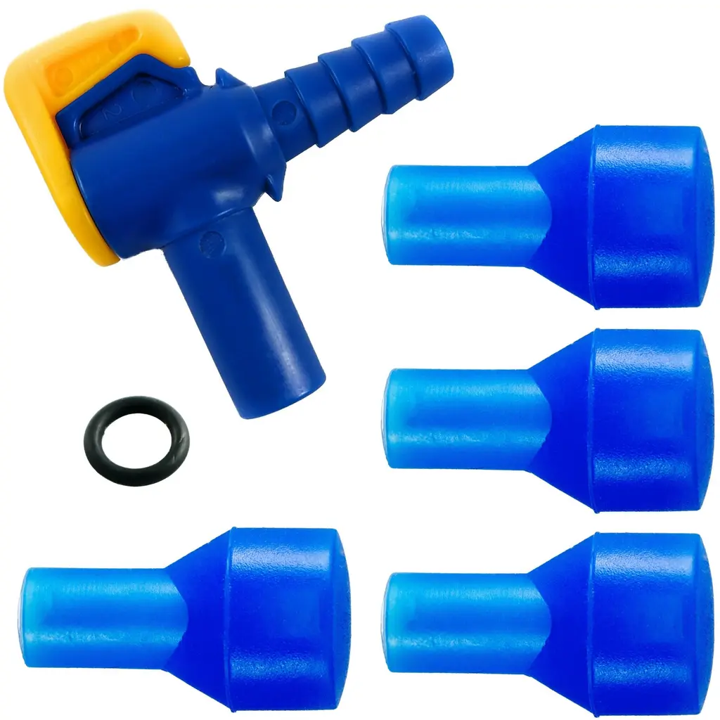 Aquatic Way Bite Valve Replacement Mouthpieces fits Camelbak and Most Brands (4-Pack), with Shutoff Valve and Tube O-Ring for Hydration Bladder and Backpack Water Reservoir Blue