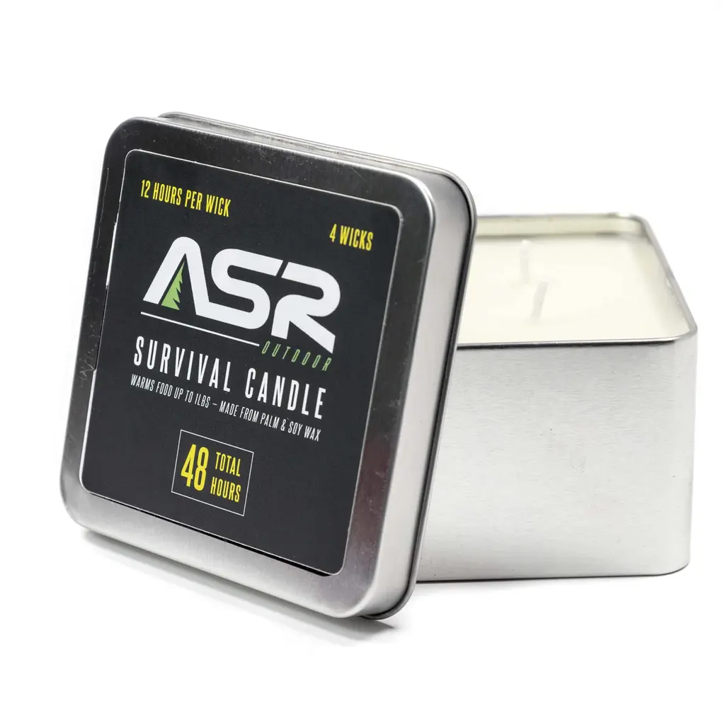 ASR Outdoor 4-Wick 48 Hour Survival Storm Candle for Camping Emergency Fire Starter in Tin 48 Hour 4-Wick