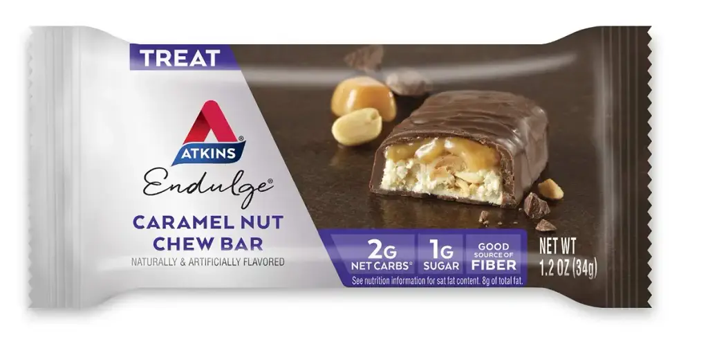 Atkins Endulge Treat Caramel Nut Chew Bar. Rich & Decadent Treat. Keto-Friendly. (5 Bars) — Bar