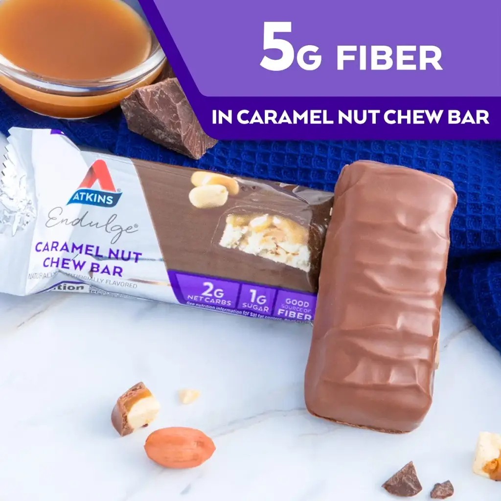 Atkins Endulge Treat Caramel Nut Chew Bar. Rich & Decadent Treat. Keto-Friendly. (5 Bars) — pack of 5
