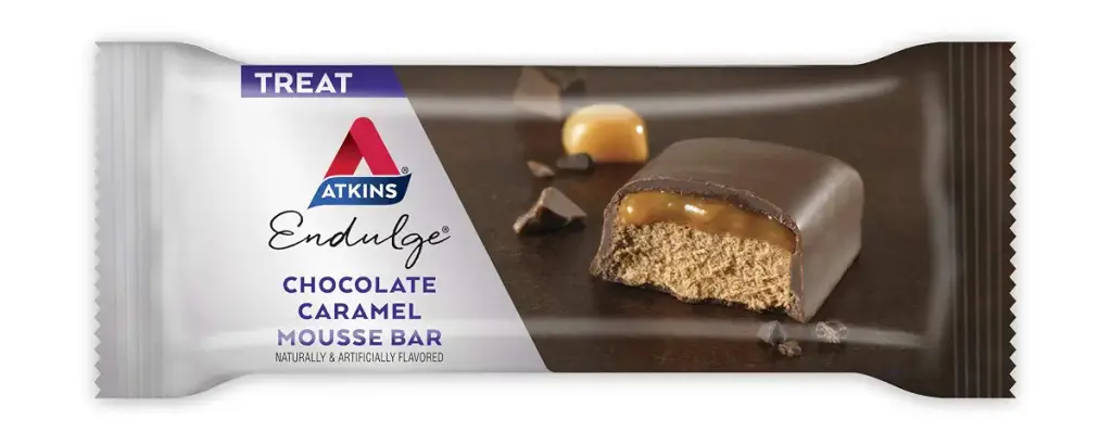 Atkins Endulge Treat Chocolate Caramel Mousse Bar. Rich Chocolate & Fluffy Mousse. — Bar
