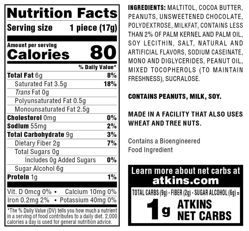 Atkins Endulge Treat Peanut Butter Cups. Rich Milk Chocolate Flavored Cup & Creamy Peanut — Chocolate