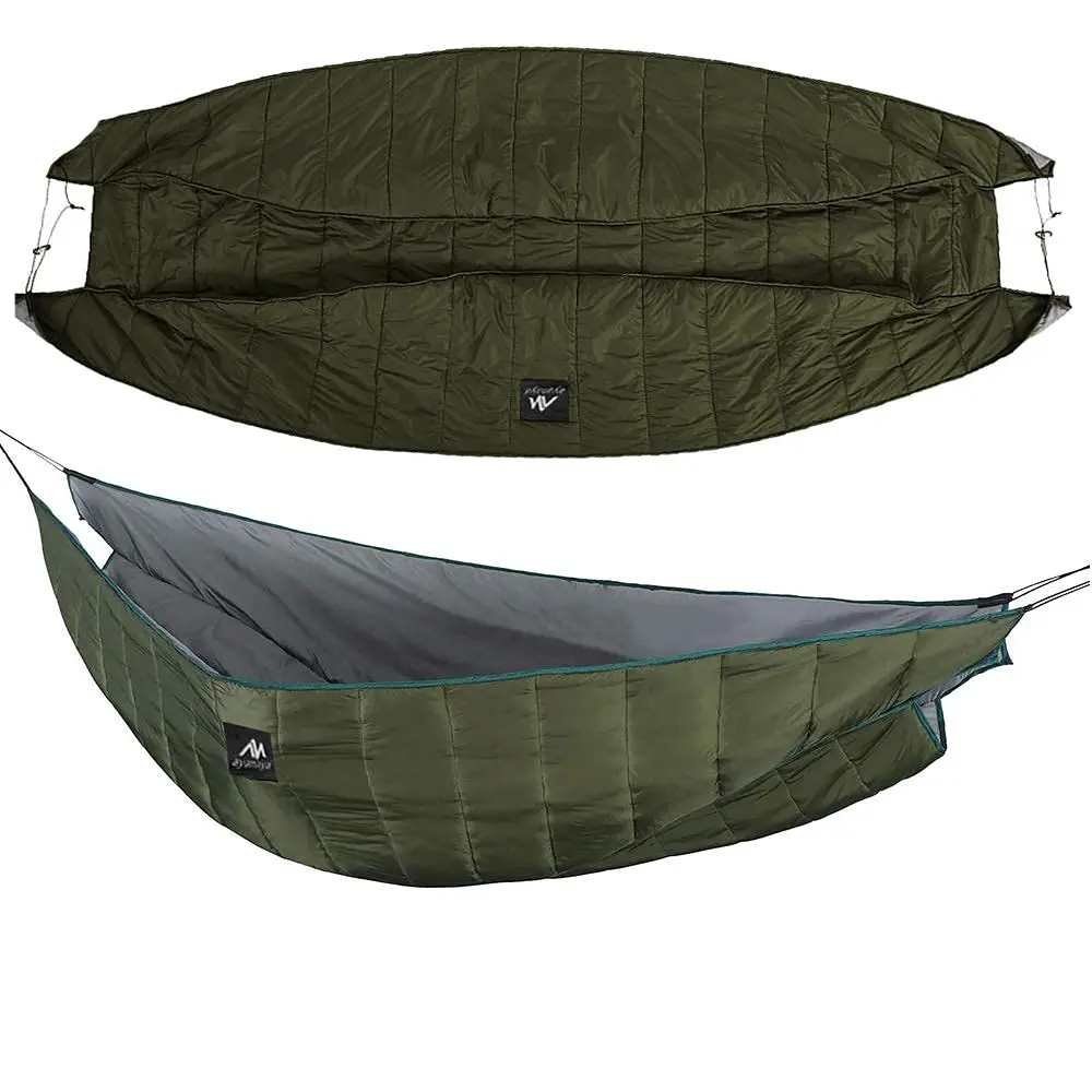 AYAMAYA Single & Double Hammock Underquilt Full Length Big Size Under Quilts for Hammocks Camping Backpacking Essential Winter Cold Weather Warm UQ Blanket Bottom Insulation Dark Green (98.4"x67" - for Double Hammock)
