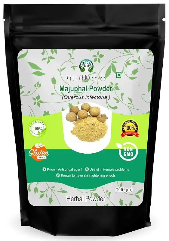 AYURVEDASHREE Majuphal Powder 200 Gm | Galnuts Powder (Quercus infectoria) | 100% Pure Quercus Infectoria/Majuphal/Manjakani