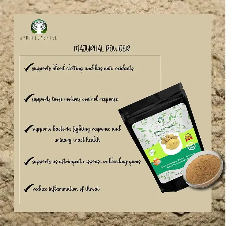 AYURVEDASHREE Majuphal Powder 200 Gm | Galnuts Powder (Quercus infectoria) | 100% Pure — Powder