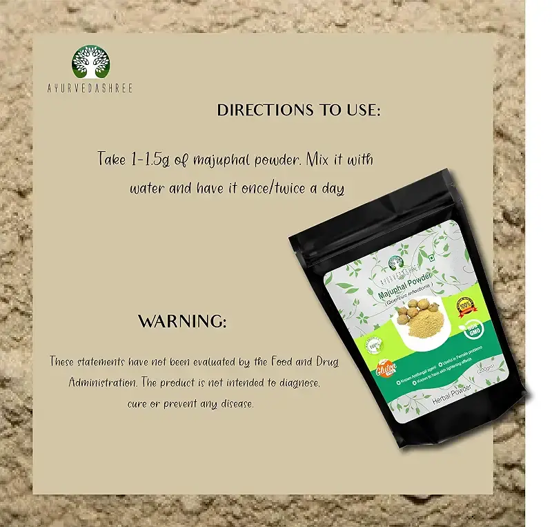 AYURVEDASHREE Majuphal Powder 200 Gm | Galnuts Powder (Quercus infectoria) | 100% Pure — Feminine Care