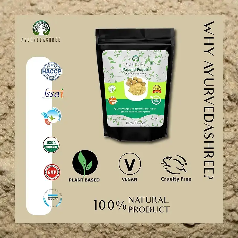 AYURVEDASHREE Majuphal Powder 200 Gm | Galnuts Powder (Quercus infectoria) | 100% Pure — AYURVEDASHREE