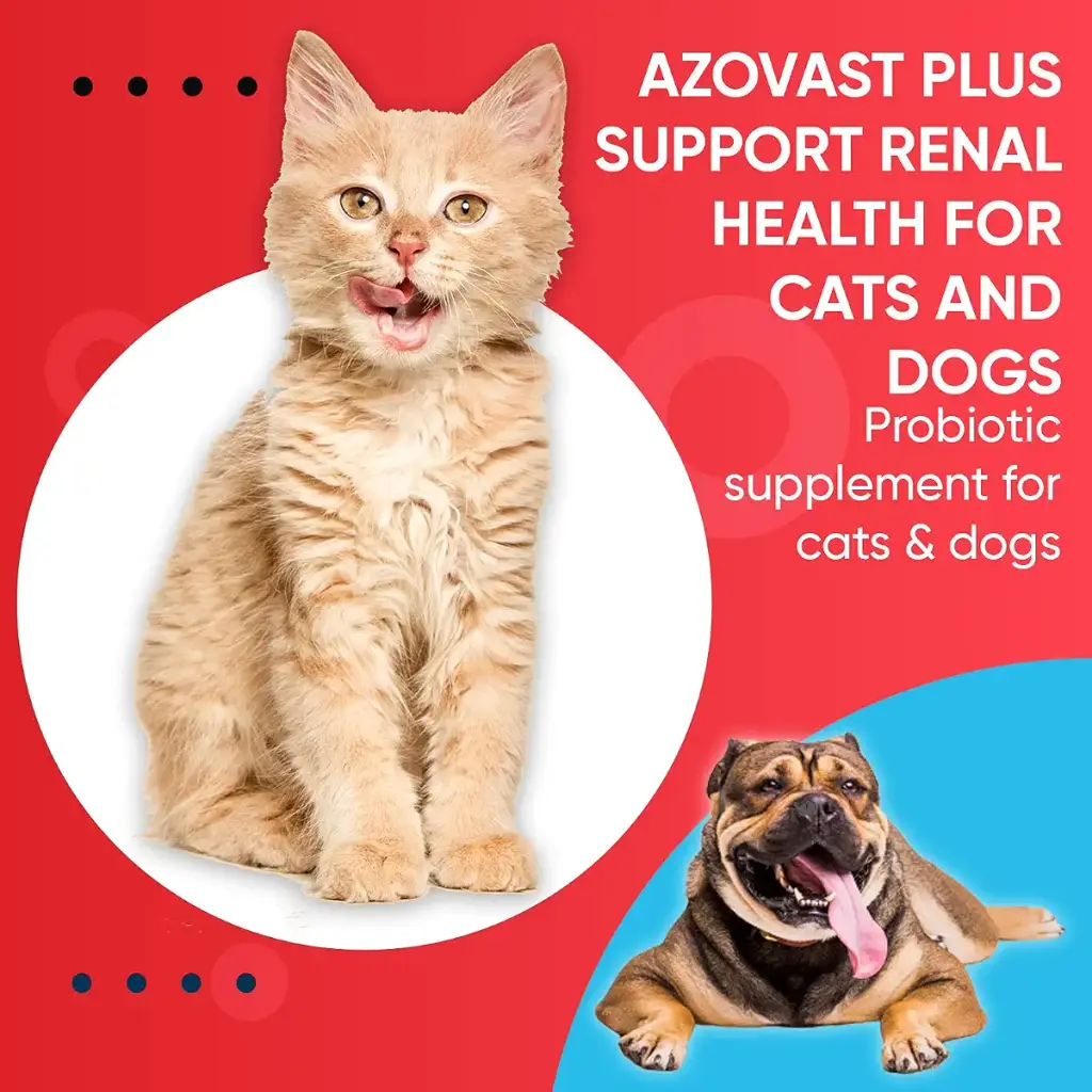 Azovast Plus Kidney Health Supplement for Dogs & Cats - NO Refrigeration Required - Help — pack of 120