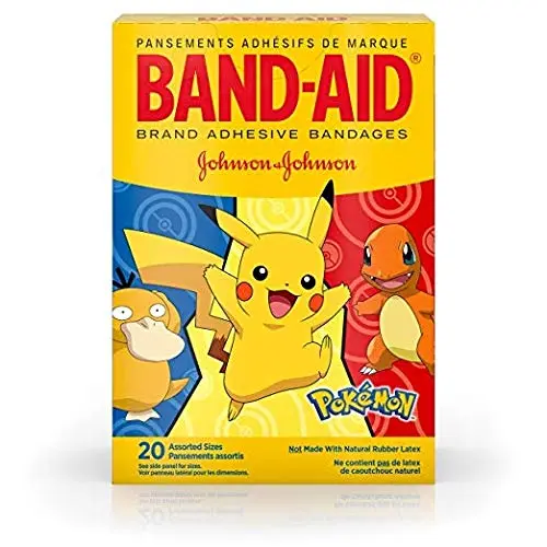 Band-Aid Brand Adhesive Bandages for Minor Cuts & Scrapes, Wound Care Featuring Pokmon Characters for Kids, Assorted Sizes 20 ct