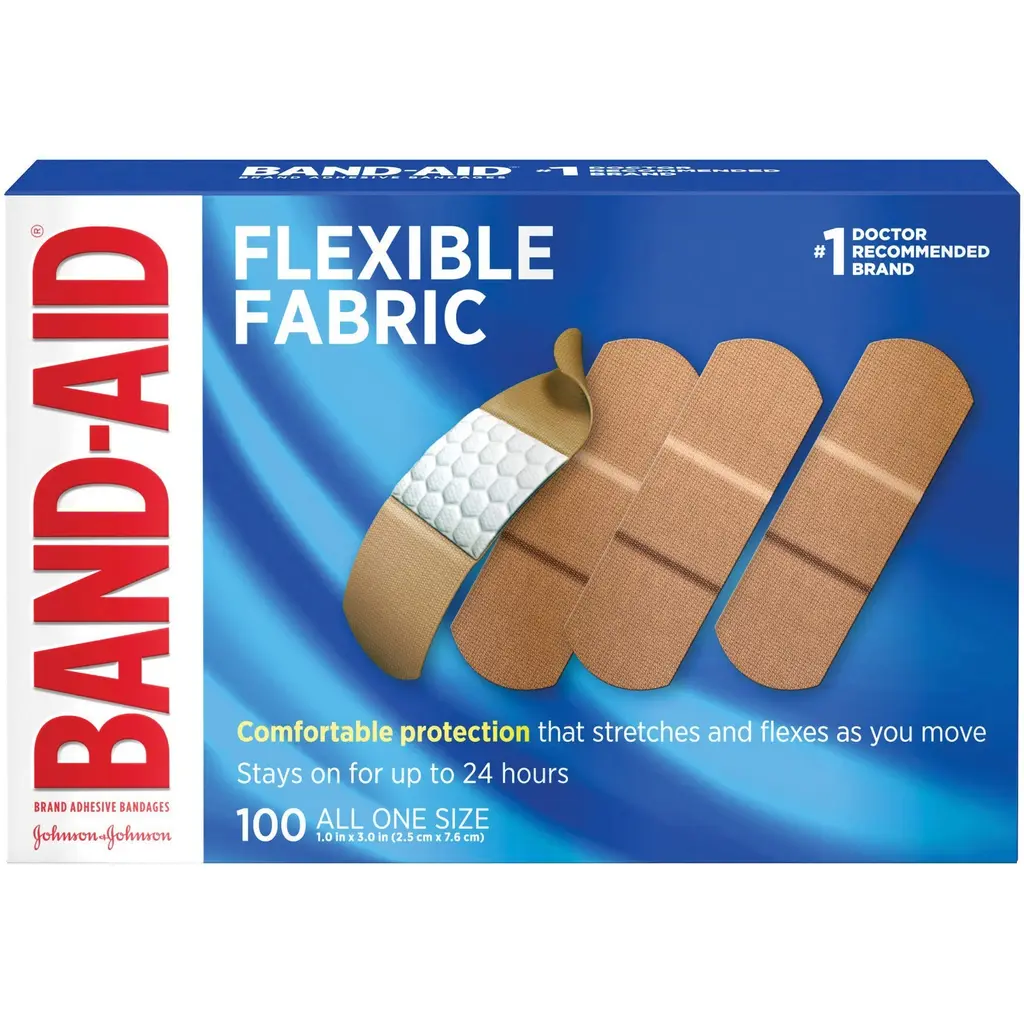 Band-Aid Brand Flexible Fabric Adhesive Bandages for Wound Care and First Aid All One Size 100 Count