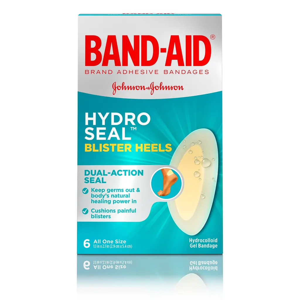 Band-Aid Brand Hydro Seal Adhesive Bandages for Heel Blisters, Waterproof Blister Pad & Hydrocolloid Gel Bandage, Sterile & Long-Lasting, 6 ct