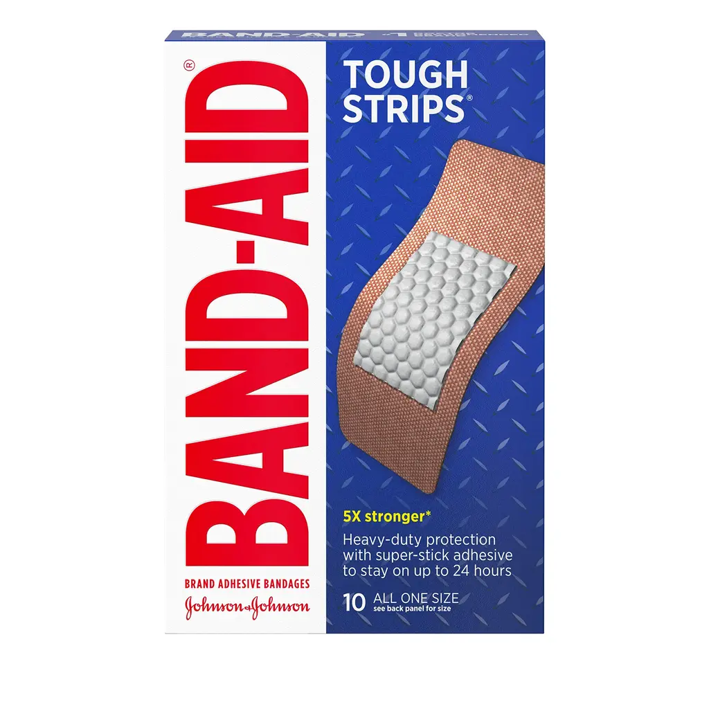 Band-Aid Brand Sterile Tough Strips Adhesive Bandages for First Aid & Wound Care, Durable Protection & Comfort for Minor Cuts & Scrapes, Heavy-Duty Fabric Bandages, Extra Large, 10 ct (Pack of 2)