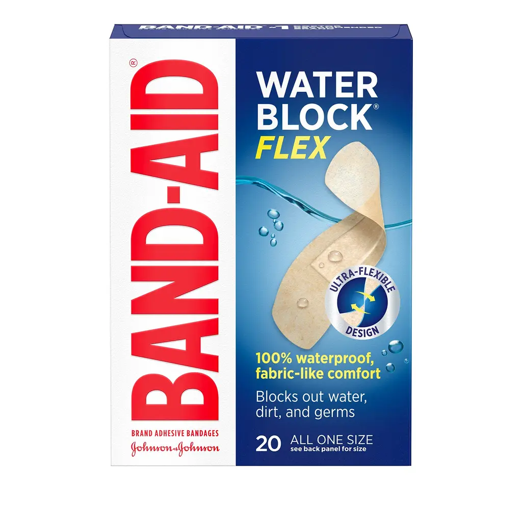 Band-Aid Brand Water Block Flex Adhesive Bandages, All One Size, 20 Count 20 Count (Pack of 1)