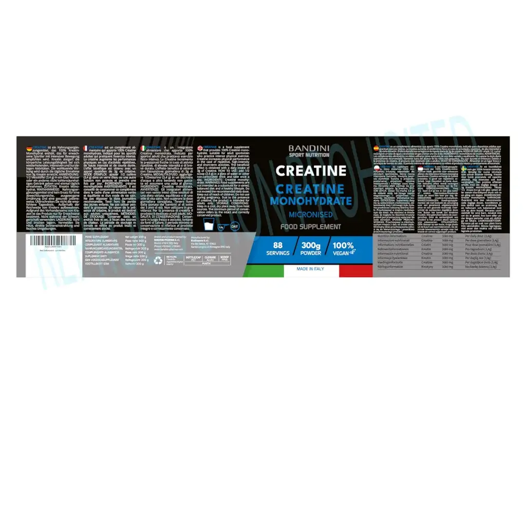 Bandini Creatine Monohydrate Powder Pure | 300g (88 x 3g Servings) Micronised for Easy — Powder