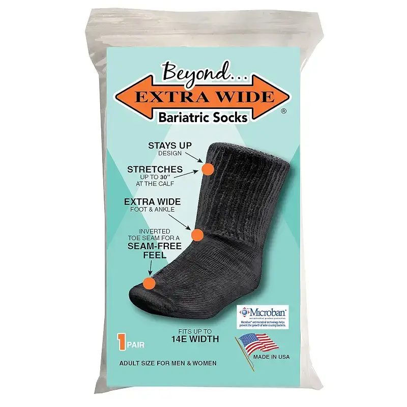 Bariatric Sock for Extreme Lymphedema Calf stretches to 30 inches Black