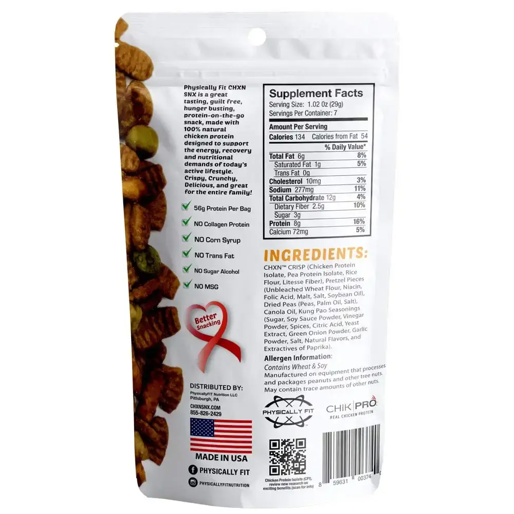 Barn Dad Nutrition CHXN-SNX Crispy Protein Bites, Kung Pao & Dry Roasted Peas and — Sports Nutrition