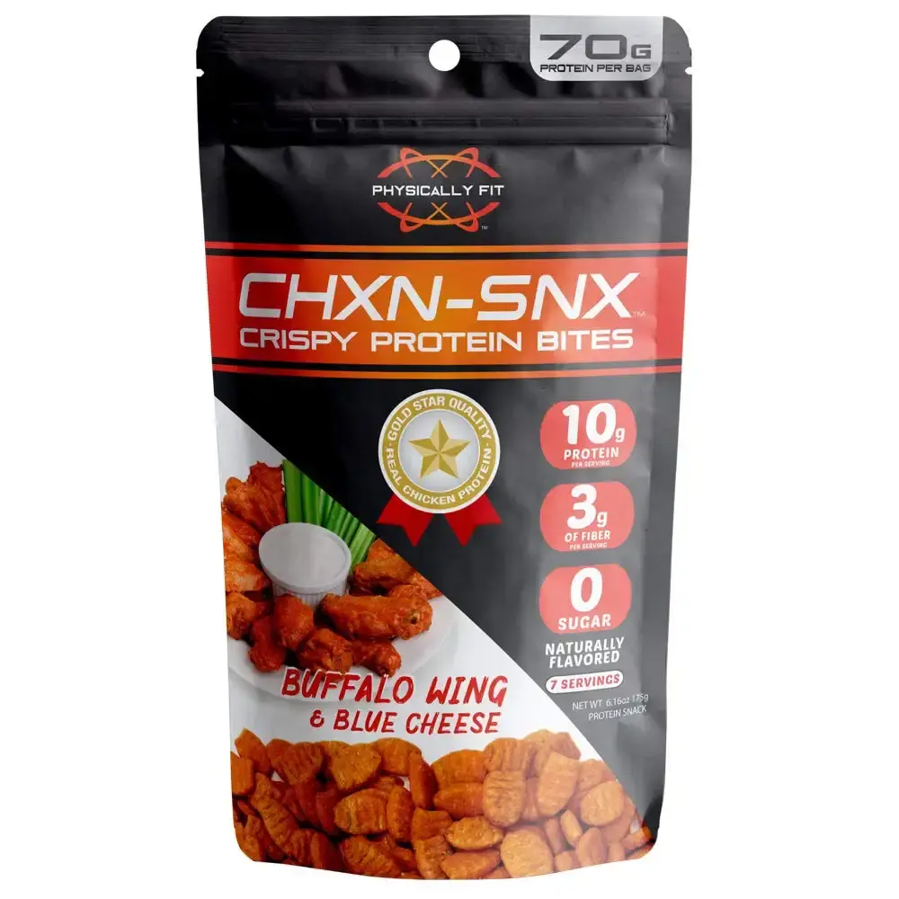 Barn Dad Nutrition CHXNSNX Crispy Protein Bites -Buffalo Wing Blue Cheese with 7 Serving 70 Grams of Protein Per Bag, 6.16 Oz
