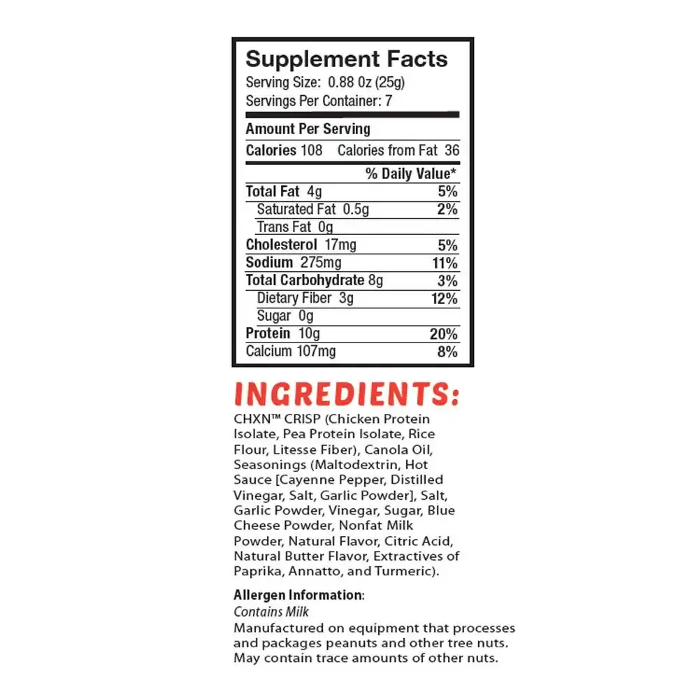 Barn Dad Nutrition CHXNSNX Crispy Protein Bites -Buffalo Wing Blue Cheese with 7 Serving — 70 g