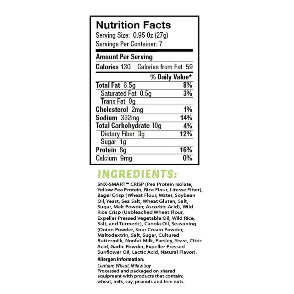 Barn Dad Nutrition SNXSmart Crispy Plant Protein Bites Sour Cream Onion with Bagel Pieces — Topical