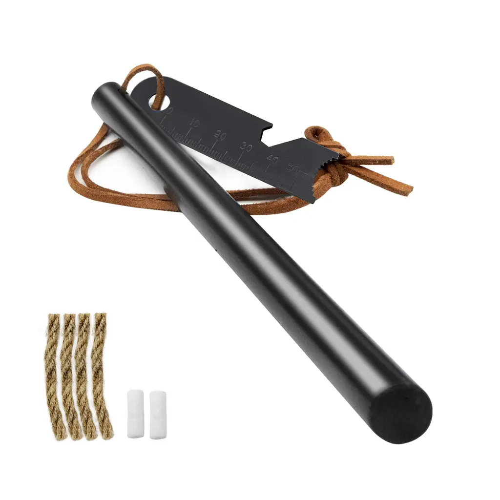 BCHARYA Fire Starter Survival Tool, Ferro Rod Kit with Leather Neck Lanyard and Multi-Tool Striker, Flint and Steel Survival