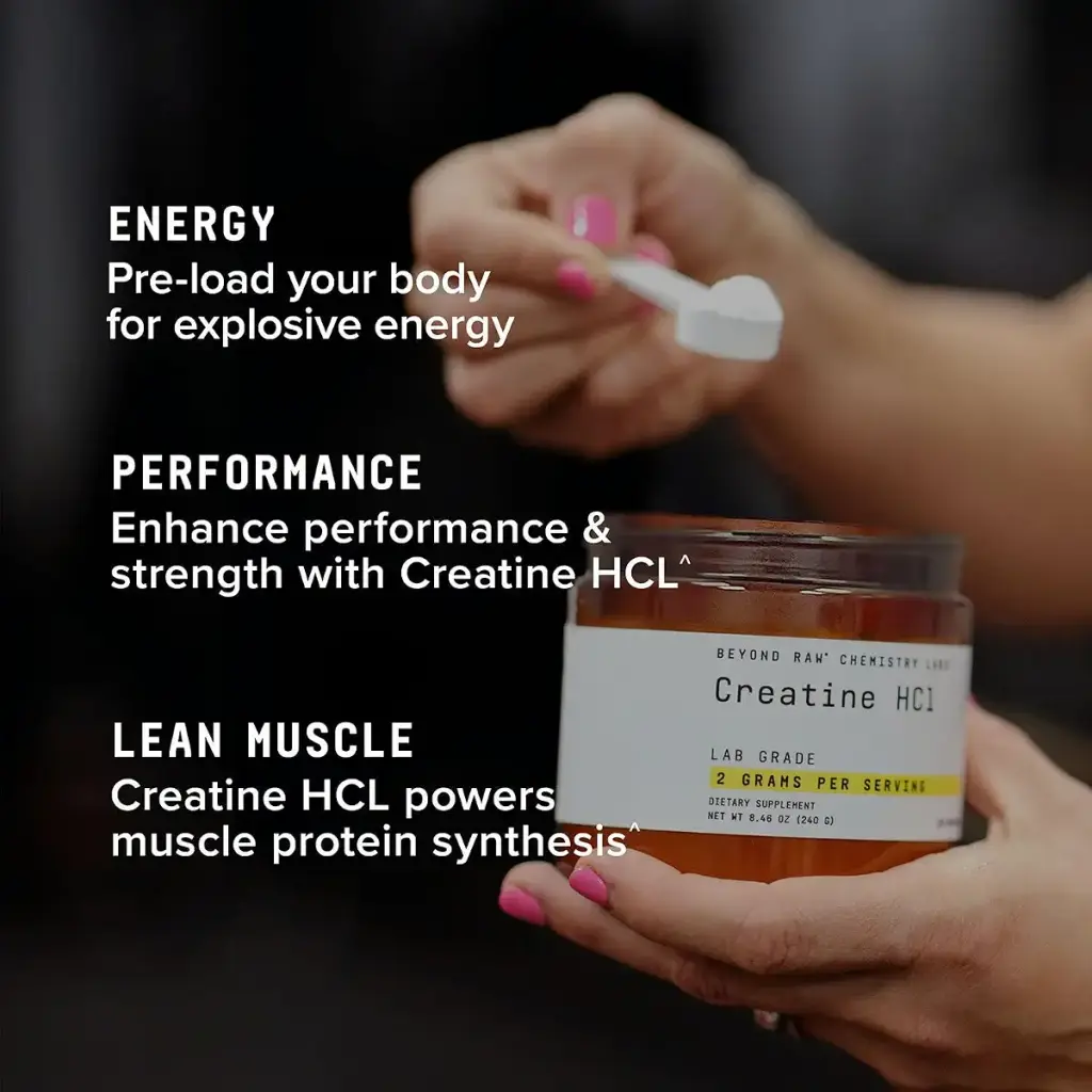 BEYOND RAW Science-Backed Creatine HCl Powder Lab Grade for Muscle Strength and Growth — Sports Nutrition