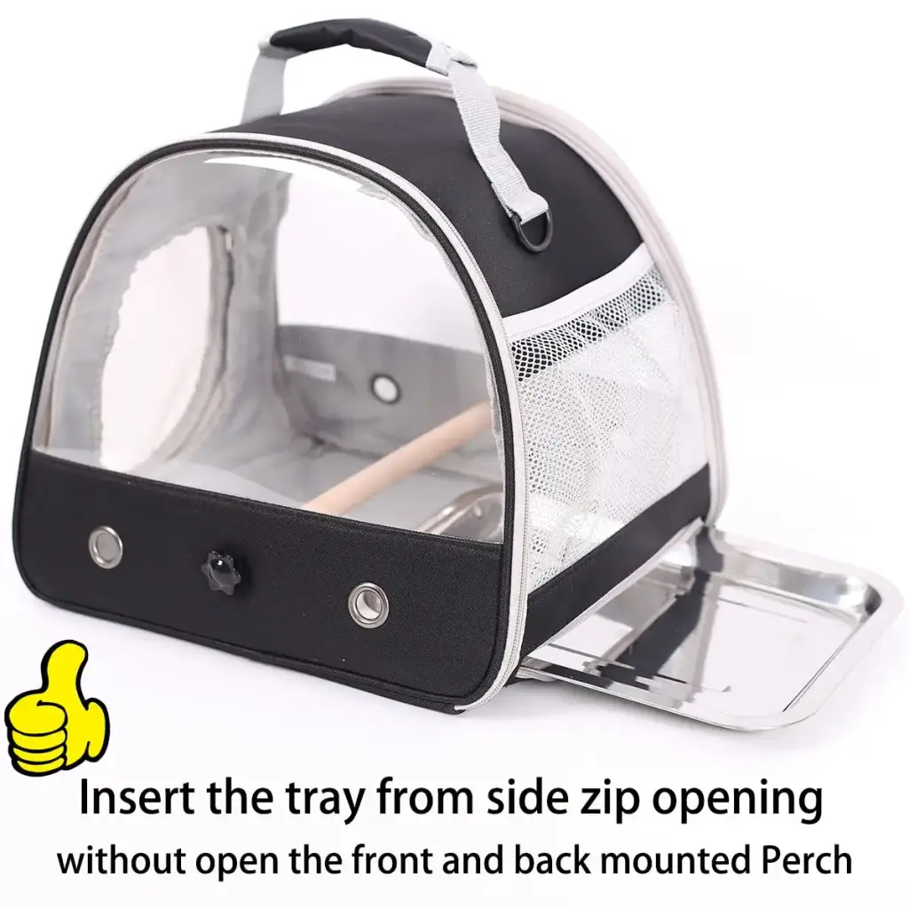 Bird Carrier, Portable Small Bird Parrot Parakeet Carrier with Standing Perch and — Halinfer