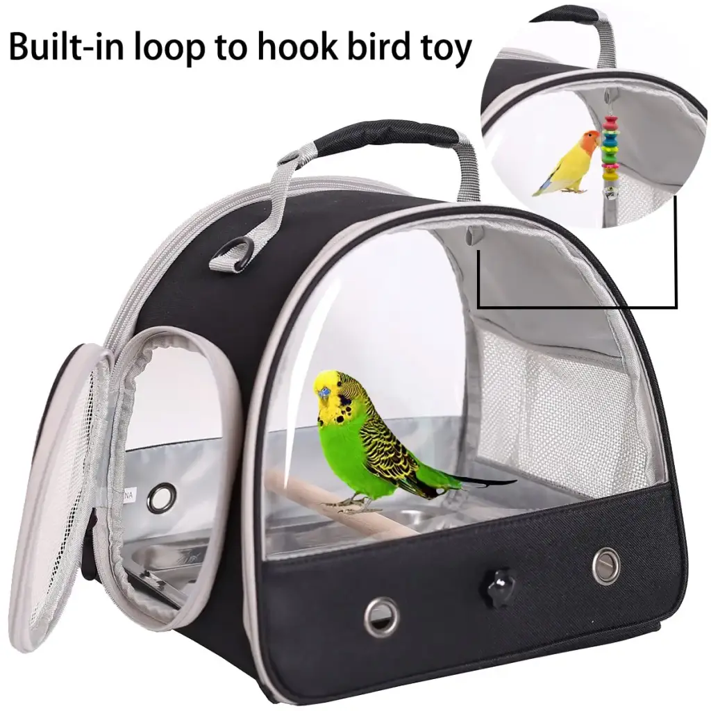 Bird Carrier, Portable Small Bird Parrot Parakeet Carrier with Standing Perch and — Pet