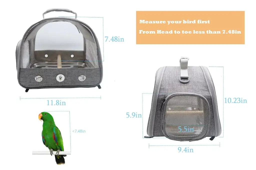 Bird Travel Carrier with Standing Perch and stainless Steel Tray Breathable Collapsible — ZvoanSem