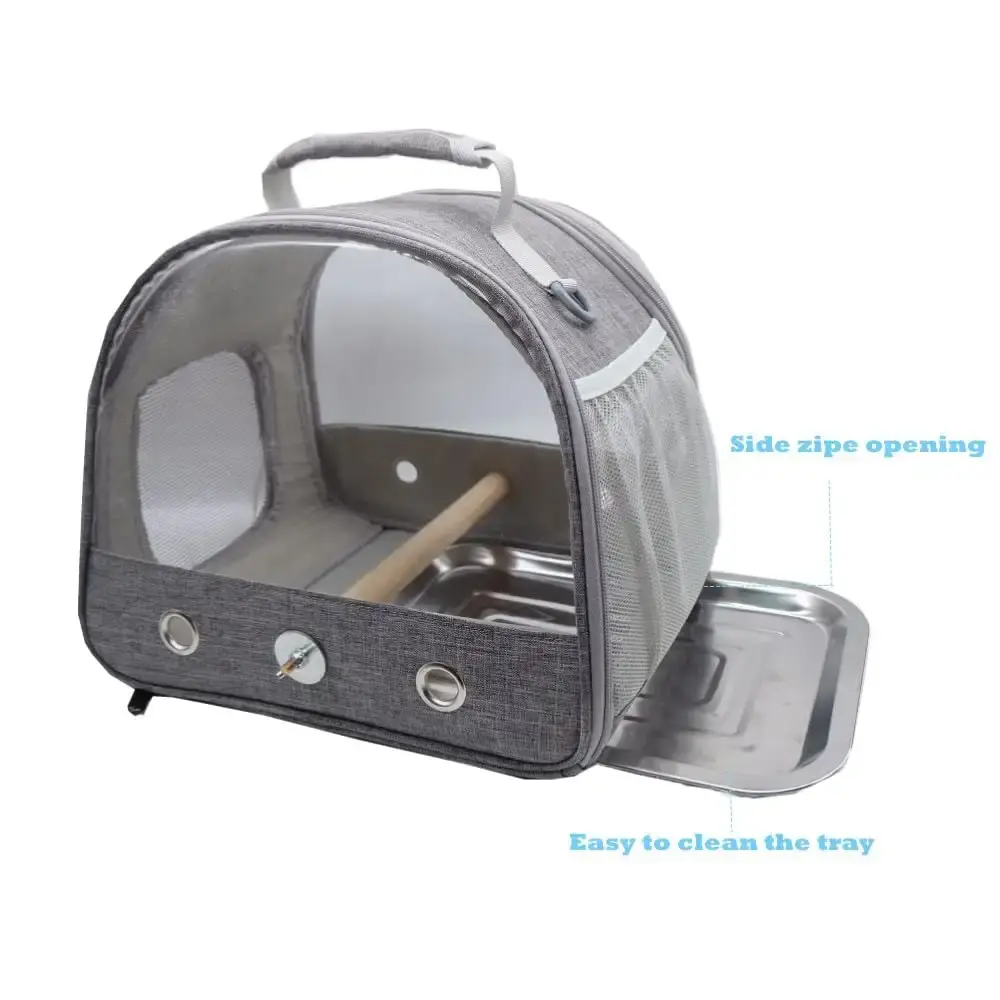 Bird Travel Carrier with Standing Perch and stainless Steel Tray Breathable Collapsible — ZvoanSem