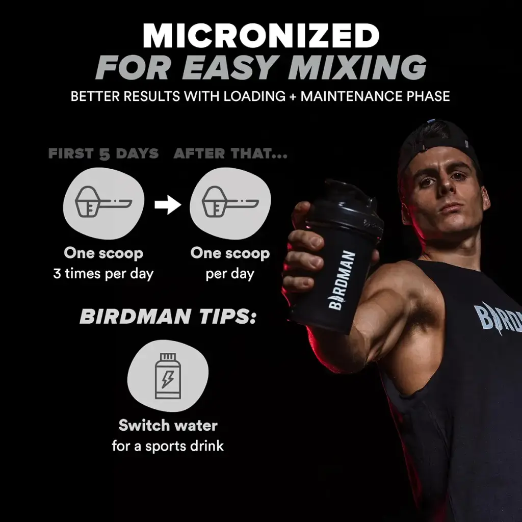 BIRDMAN Micronized Creatine Monohydrate Powder Muscle Recovery Caffeine Free Creatine Pre — Sports Nutrition