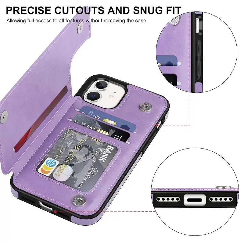 Bizzib for iPhone 11 Case Leather Wallet with Card Holder Flip Cover Kickstand Card Slots — Bizzib