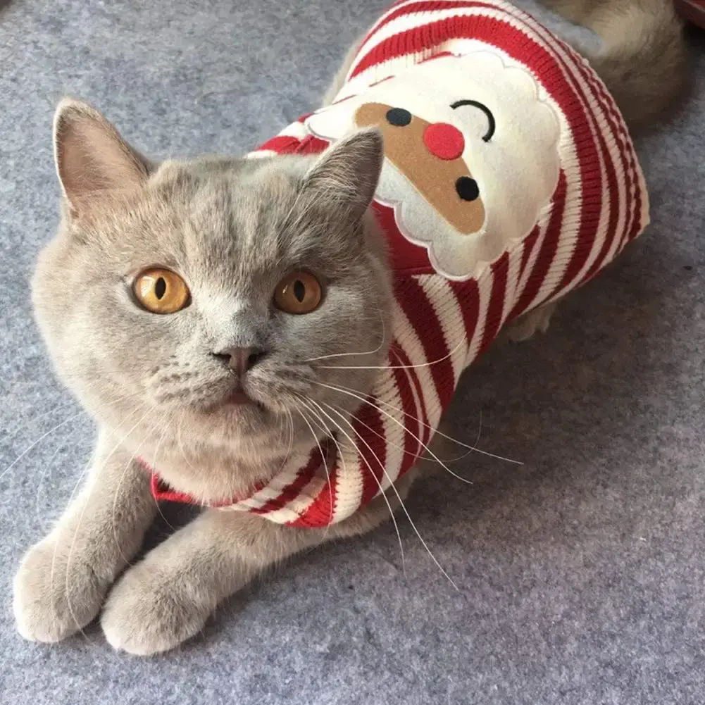 BOBIBI Cat Sweater Christmas Santa Claus Pet Cat Winter Knitwear Warm Clothes Small — BOBIBI