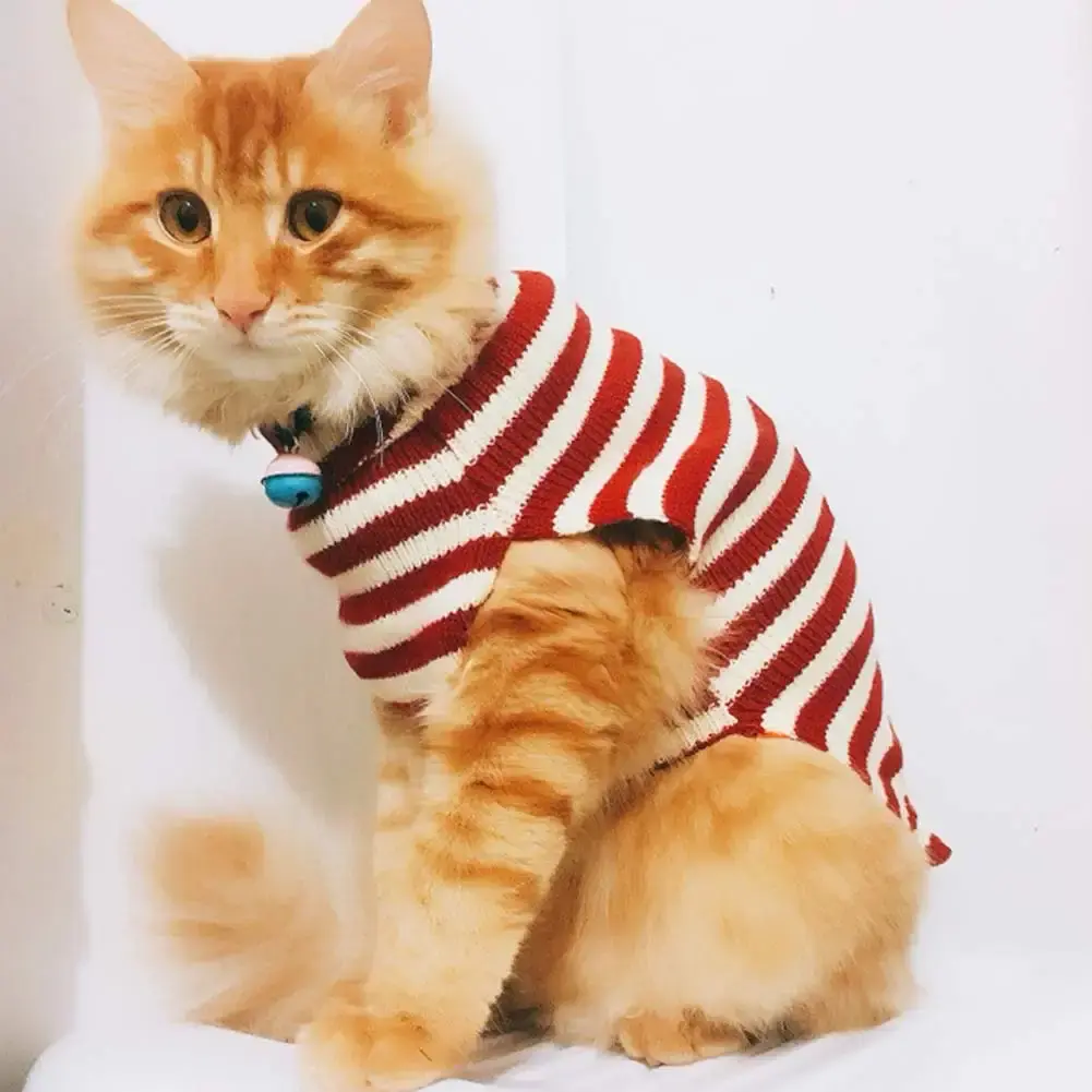 BOBIBI Cat Sweater Christmas Santa Claus Pet Cat Winter Knitwear Warm Clothes Small — Pet