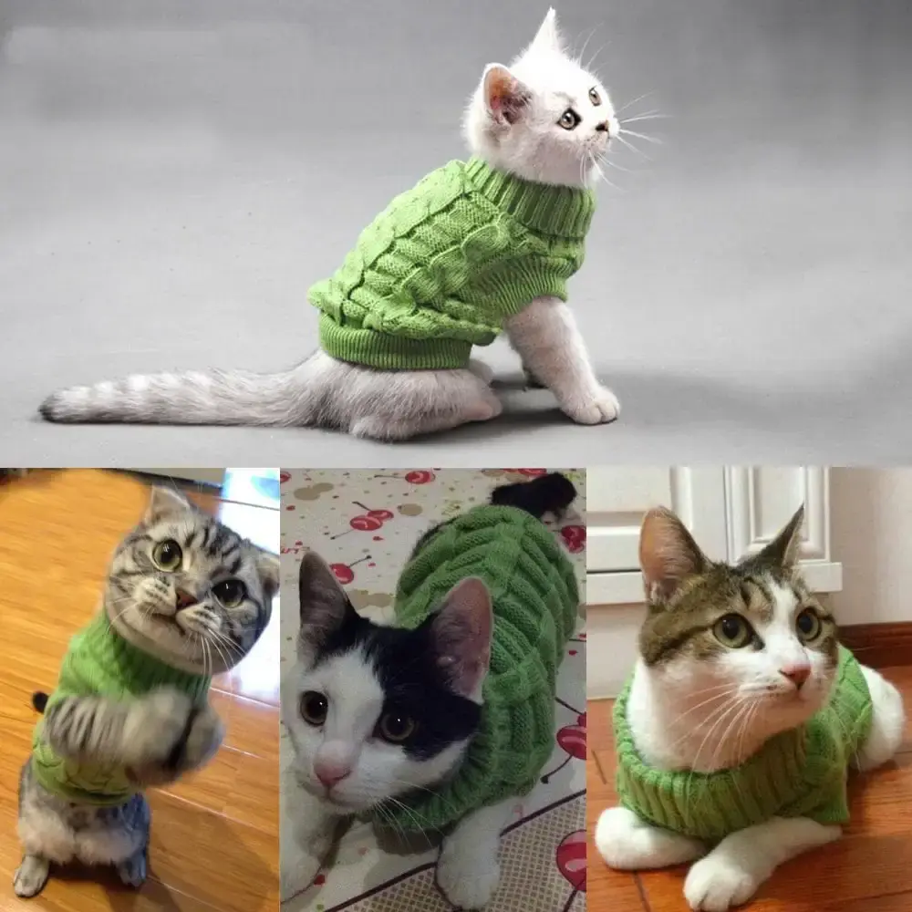 Bolbove Cable Knit Turtleneck Sweater for Small Dogs & Cats Knitwear Cold Weather Outfit — Pet