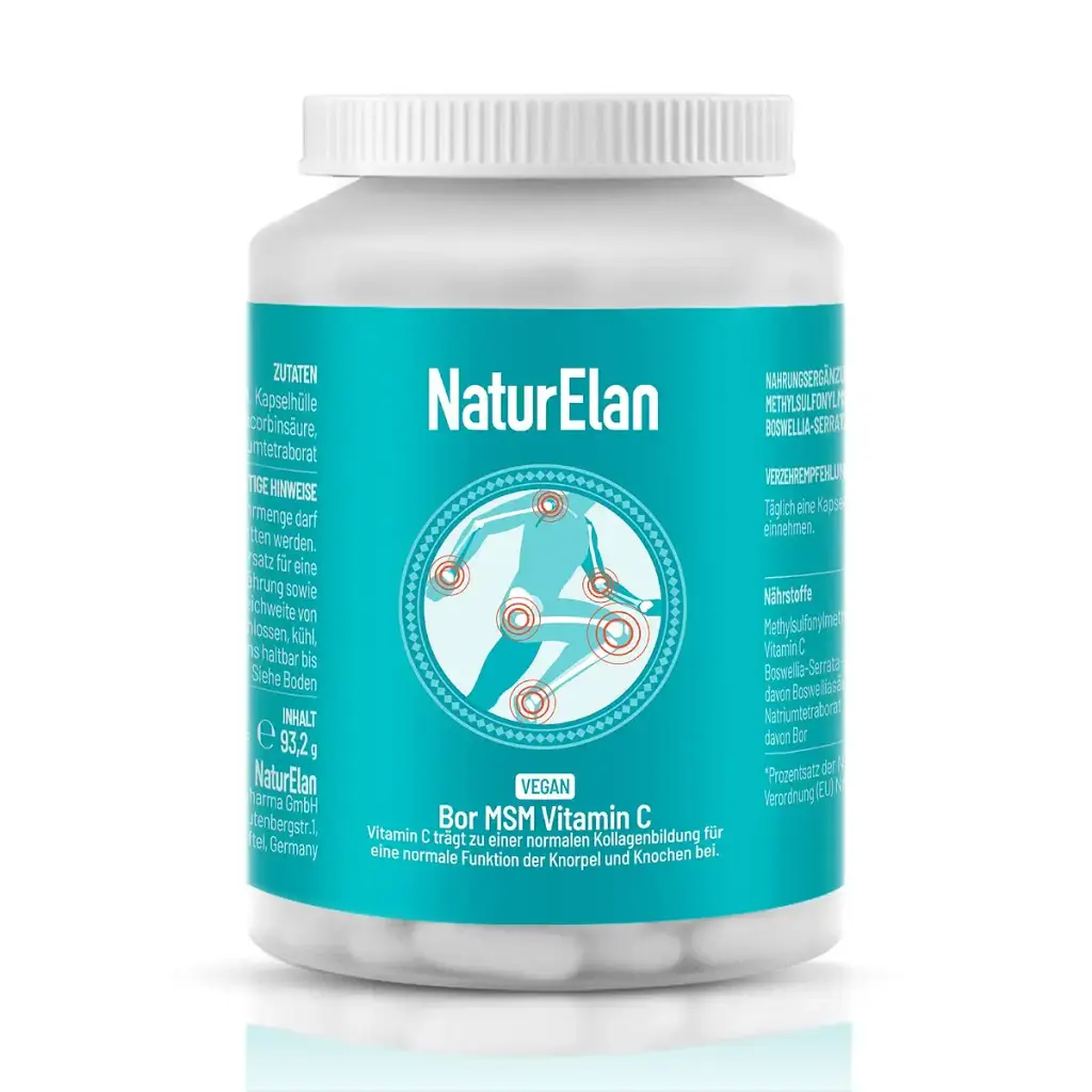 BOR & MSM capsules highly dose - for cartilage and bones 1000mg MSM and 6mg boron per day high bioavailability through 140mg vitamin C and Boswelliass 120 vegan capsules produced in Germany