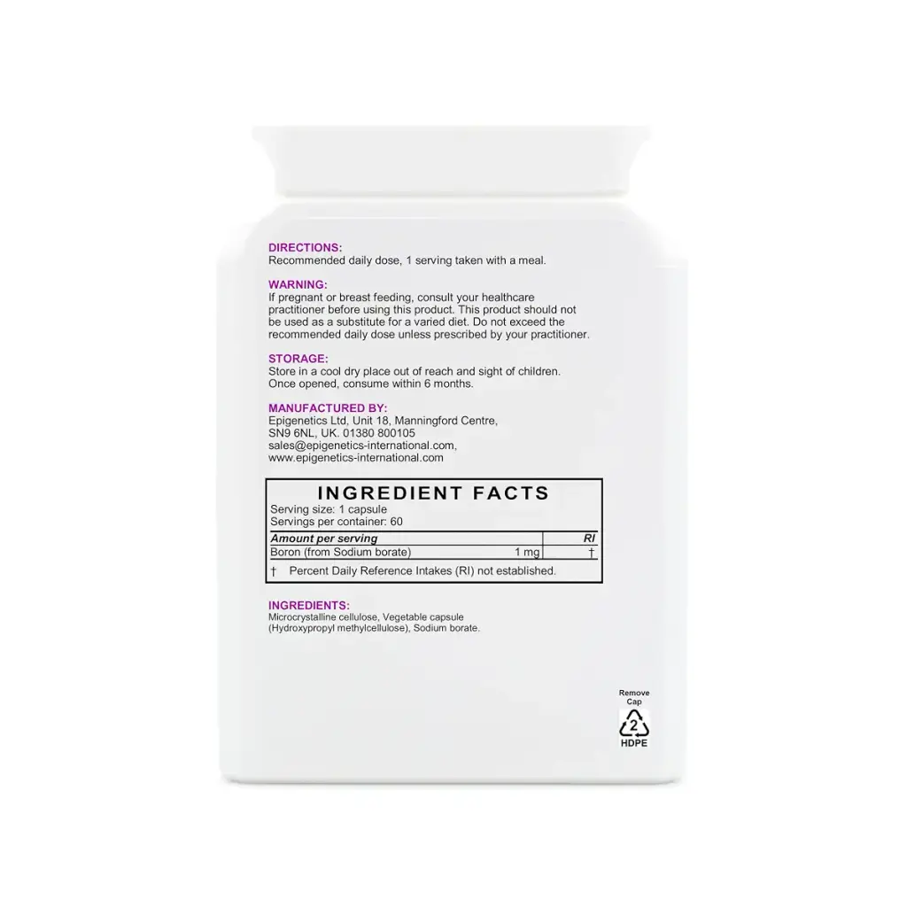 Boron 1mg | 1000mcg | Boron Supplement (Sodium Borate) | 60 Vegan Friendly Capsules UK — Epigenetics