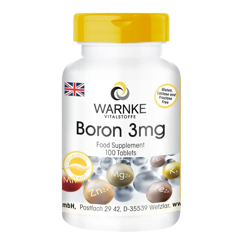Boron 3 mg Boron 100 Tablets vegi Pack of 1 x 30 g) | Warnke Vitalstoffe